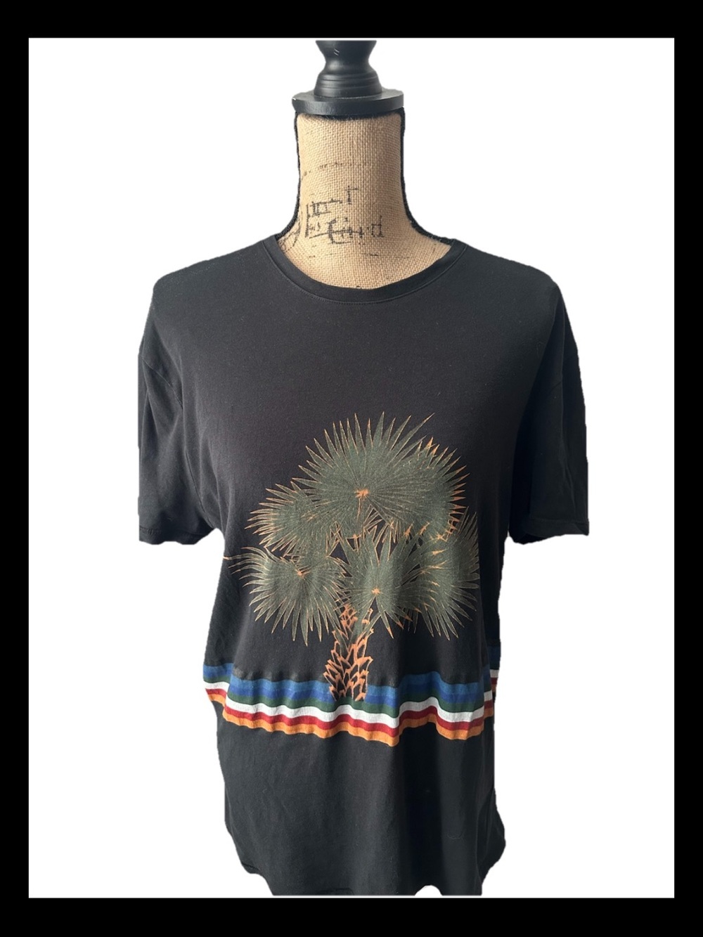 Iceberg Women Black Cotton Palm Tree Tshirt XL